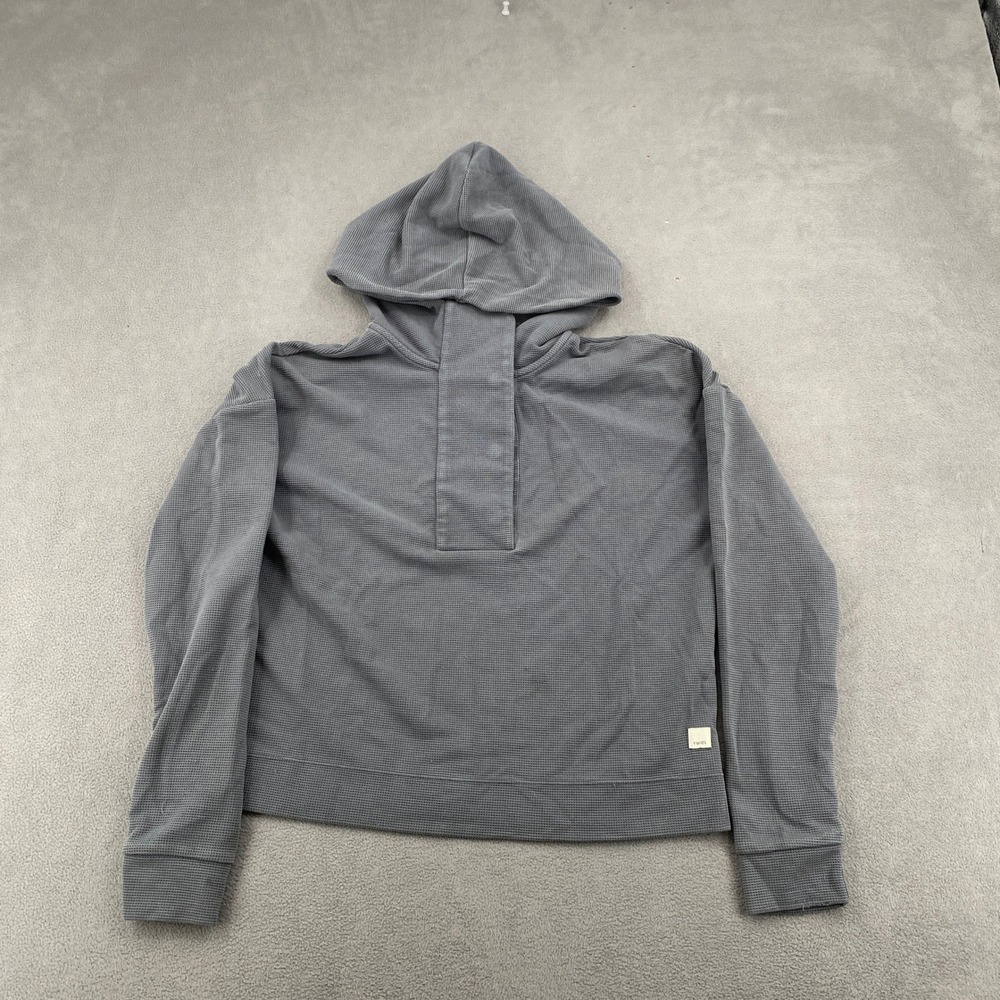 Vuori Waffle Knit Hoodie Gray Pullover Performance Lyocell Blend 8884